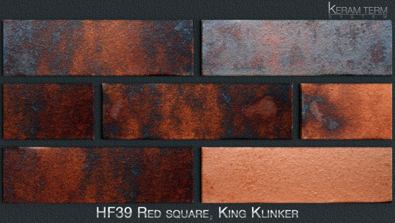 Фасадна термопанель з клінкерною плиткою HF39 Red square, King Klinker